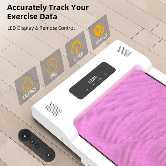 Pink Under-Desk Treadmill with LED Display