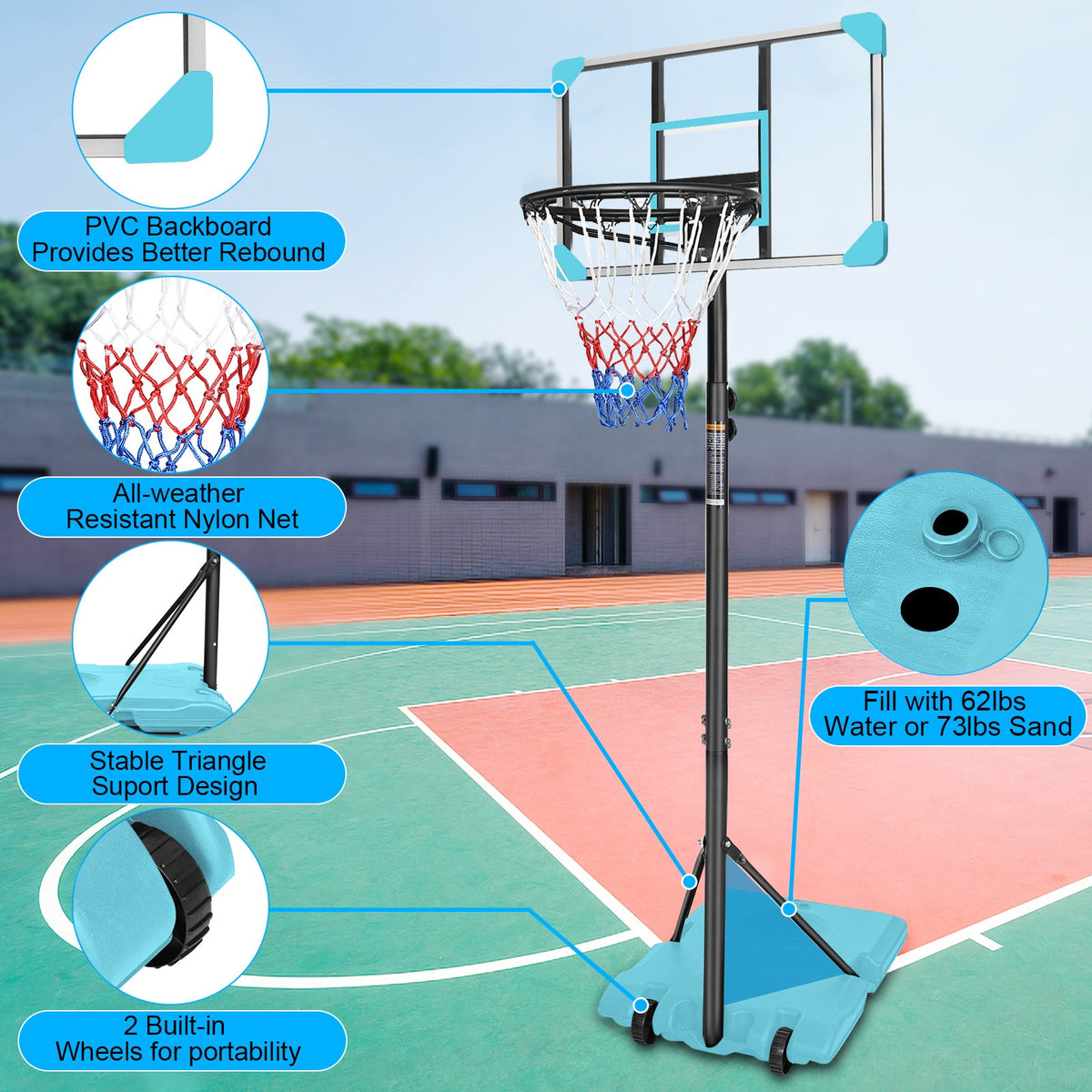 Portable Adjustable Basketball Goal System