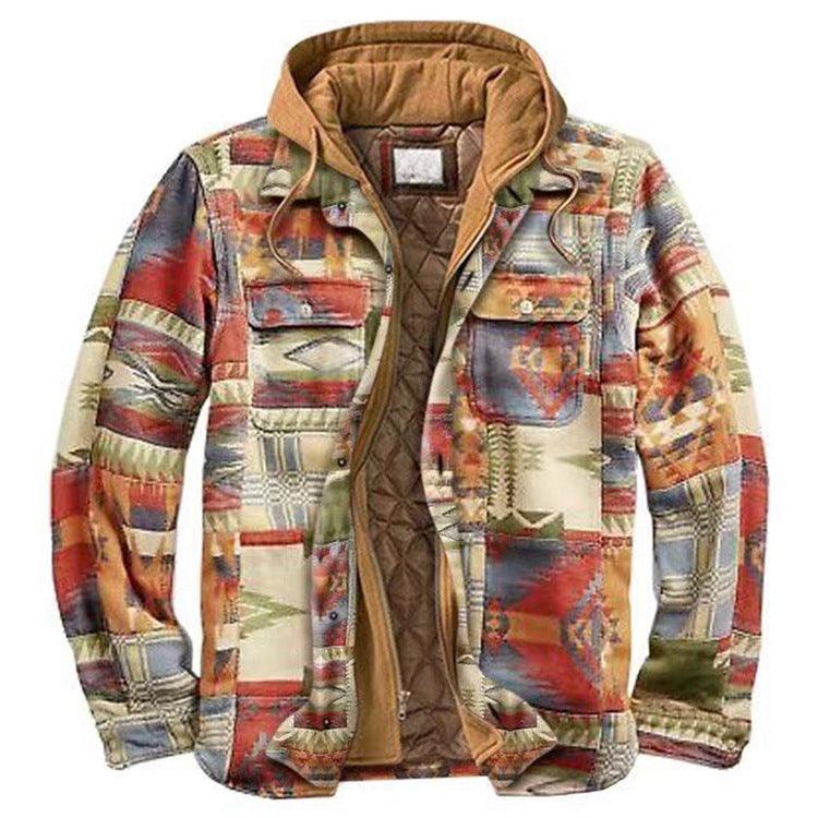 Men's Plaid Hooded Soft Warm Jacket