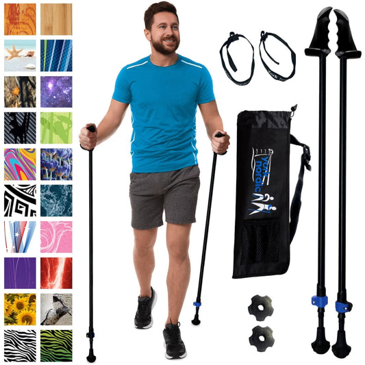 Adjustable Collapsible Walking Poles with Stability Grips