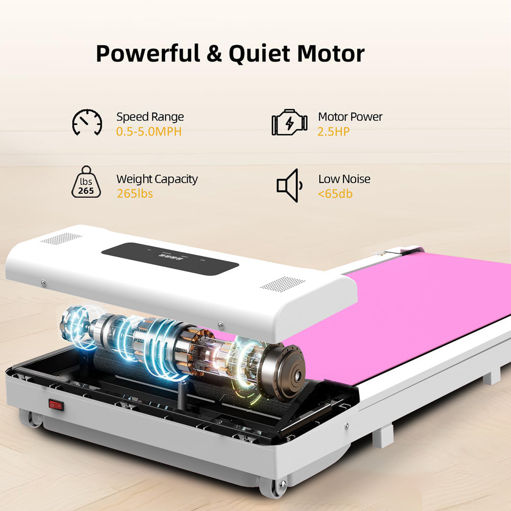 Pink Under-Desk Treadmill with LED Display