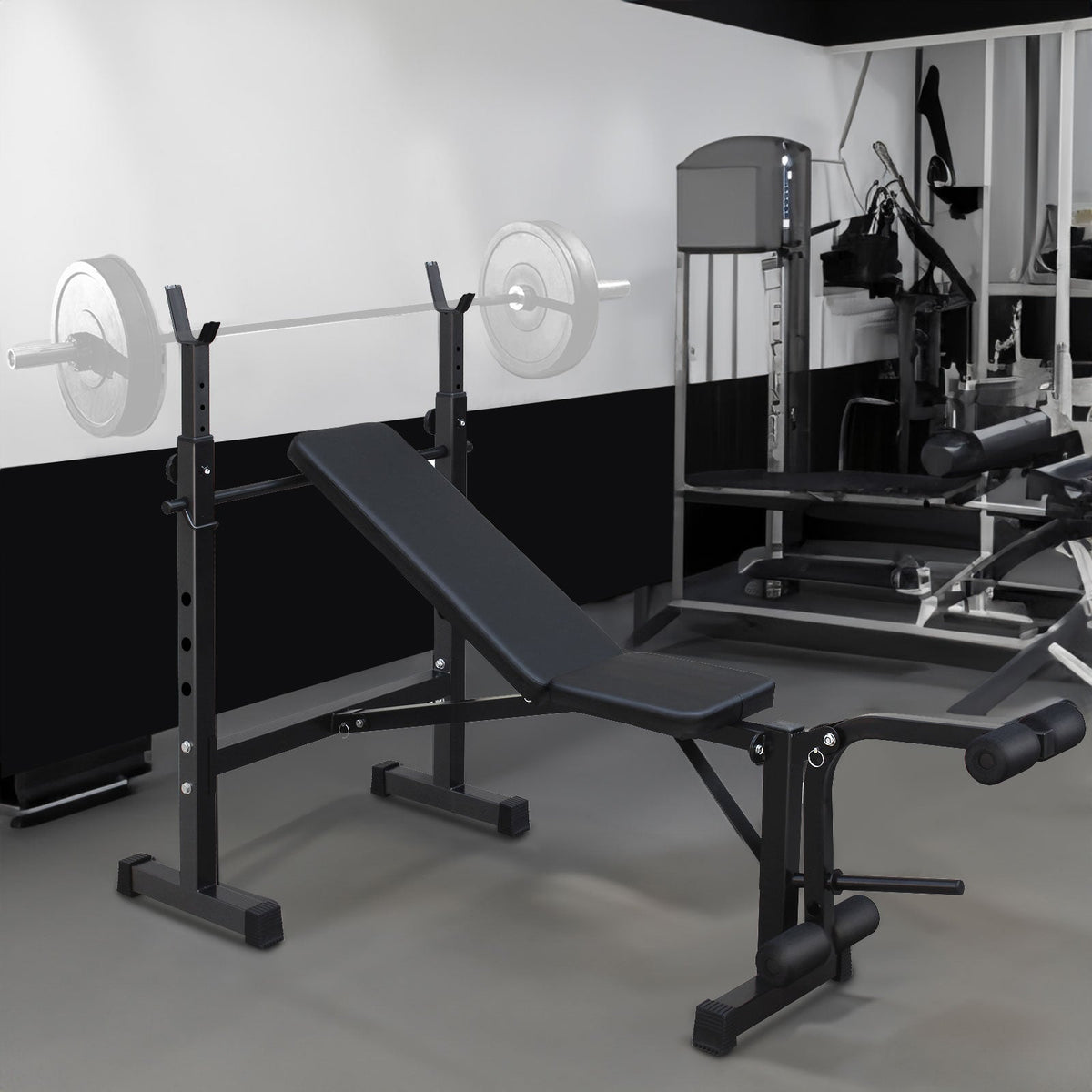 Olympic Weight Bench Press Set with Squat Rack