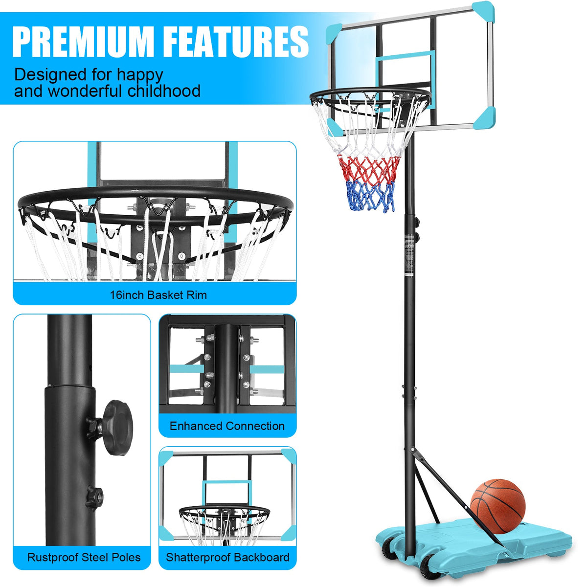 Portable Adjustable Basketball Goal System