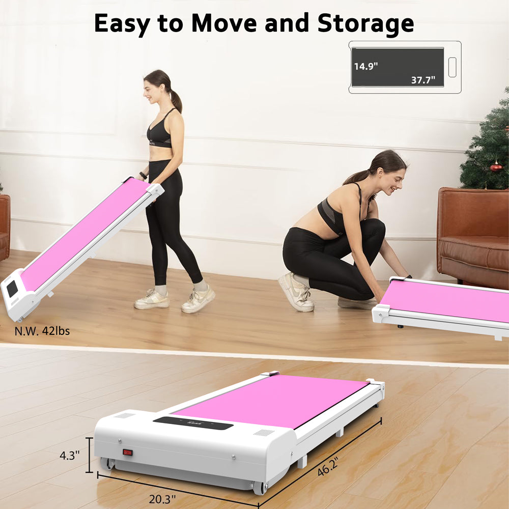 Pink Under-Desk Treadmill with LED Display