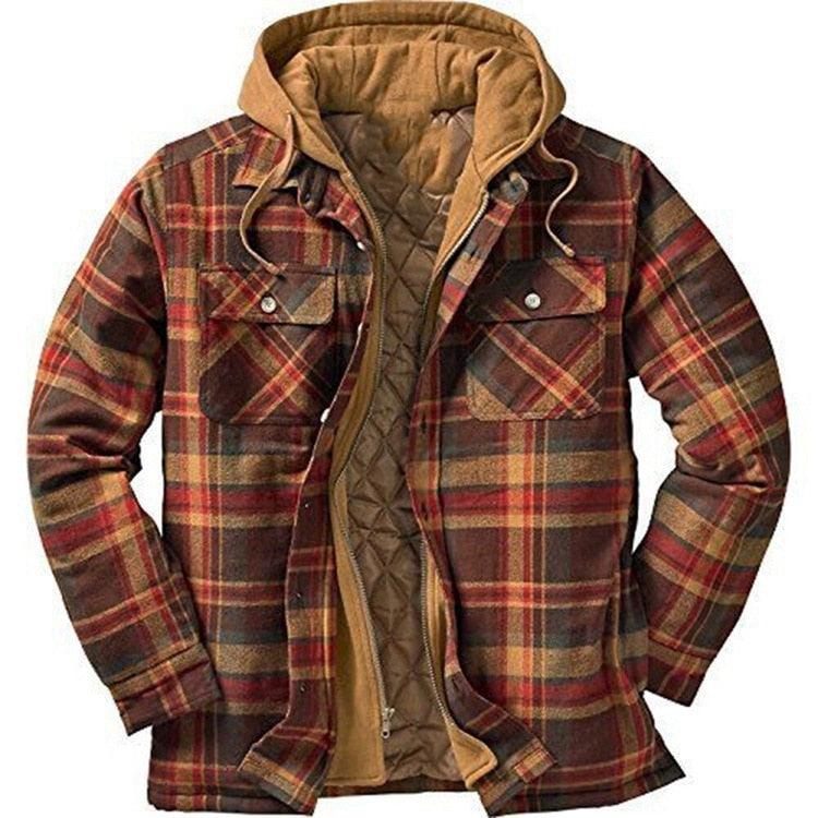 Men's Plaid Hooded Soft Warm Jacket