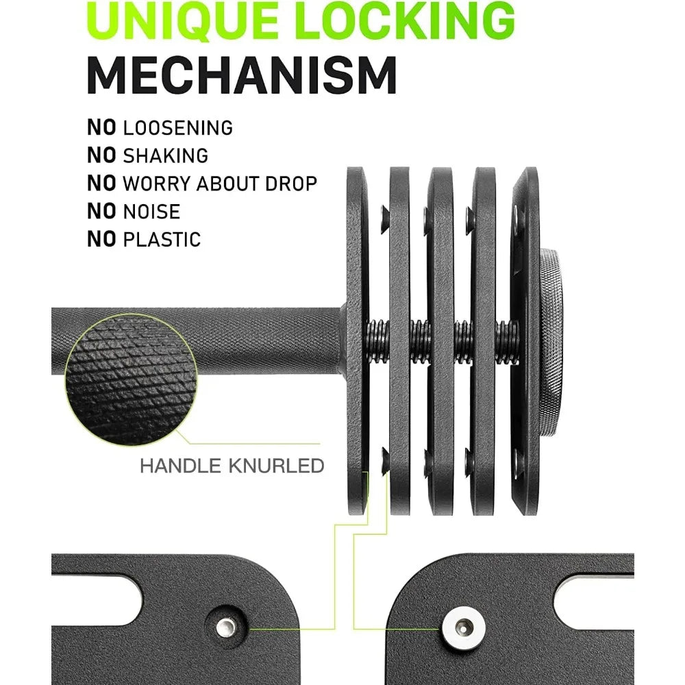 Adjustable Dumbbell Set 10-80lb Quick-Lock