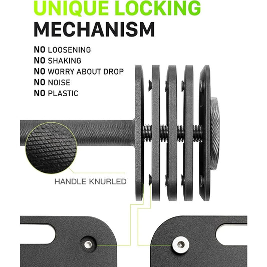 Adjustable Dumbbell Set 10-80lb Quick-Lock