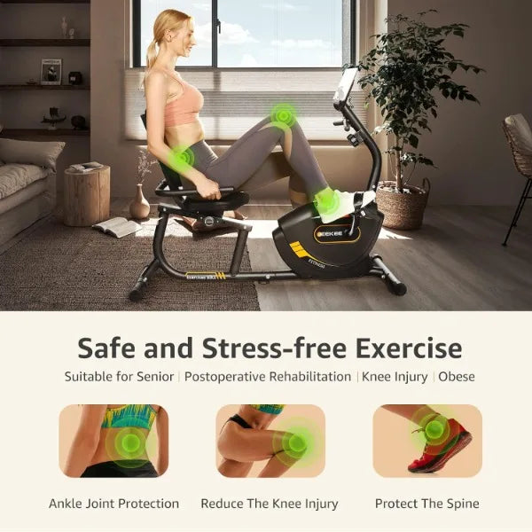 Black Magnetic Recumbent Exercise Bike