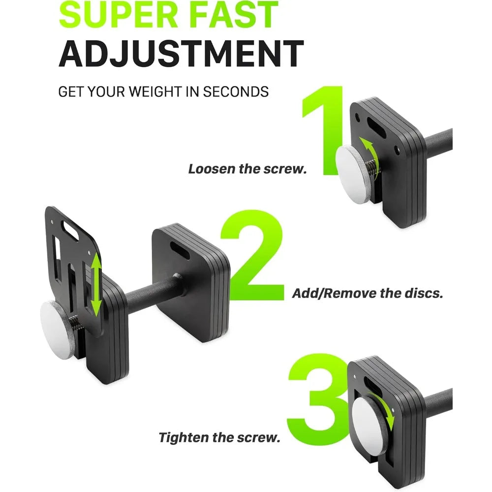 Adjustable Dumbbell Set 10-80lb Quick-Lock