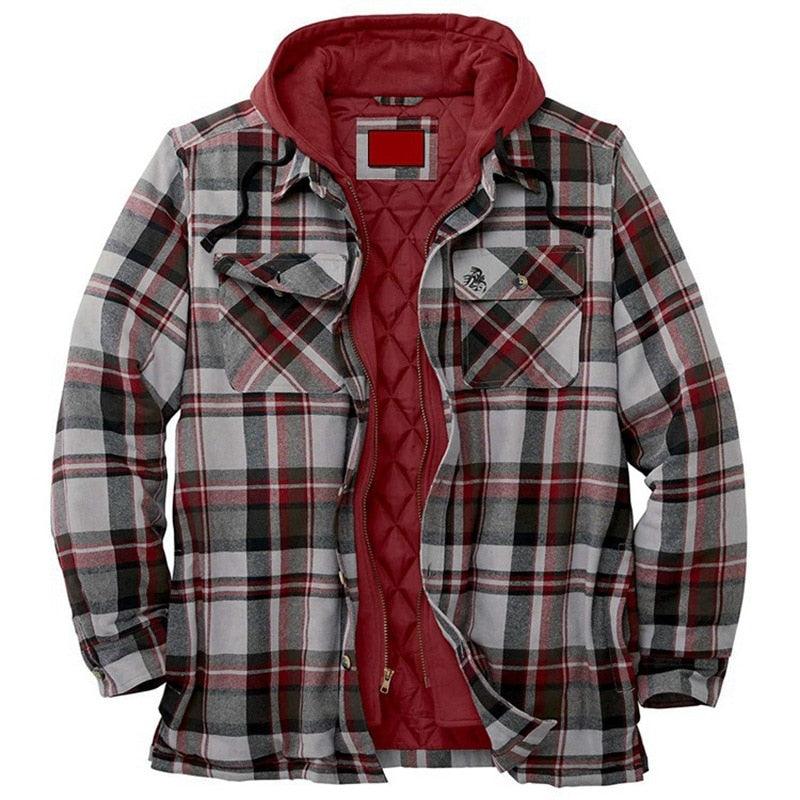 Men's Plaid Hooded Soft Warm Jacket