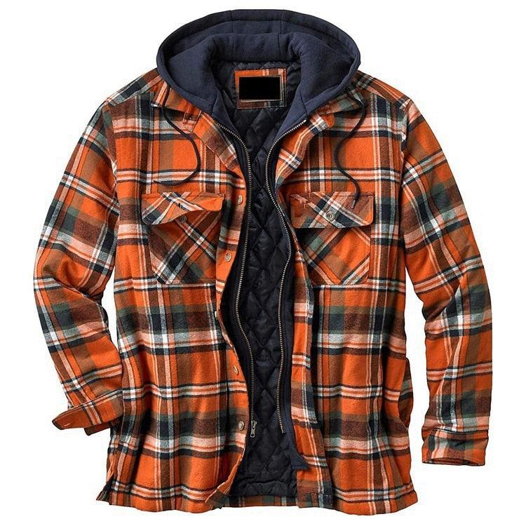 Men's Plaid Hooded Soft Warm Jacket