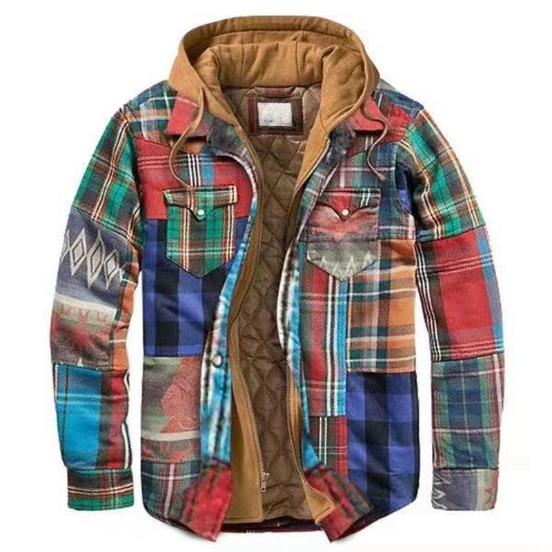Men's Plaid Hooded Soft Warm Jacket