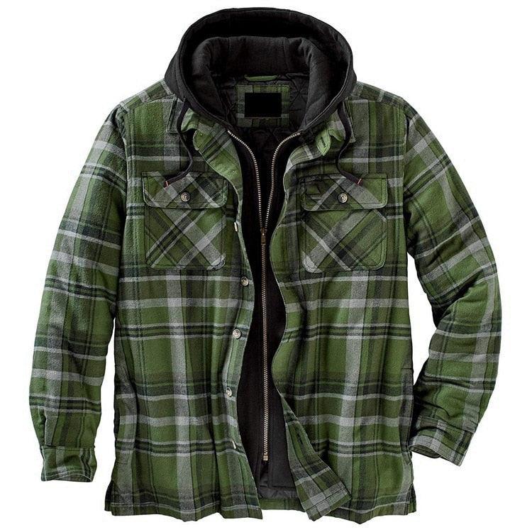 Men's Plaid Hooded Soft Warm Jacket