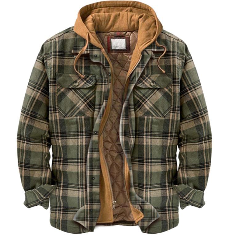 Men's Plaid Hooded Soft Warm Jacket