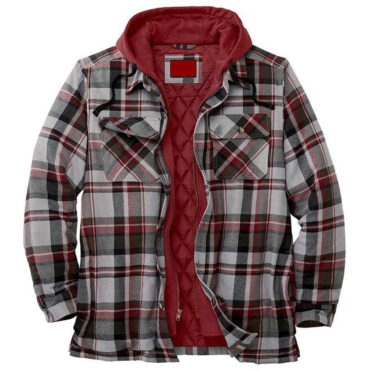 Men's Plaid Hooded Soft Warm Jacket