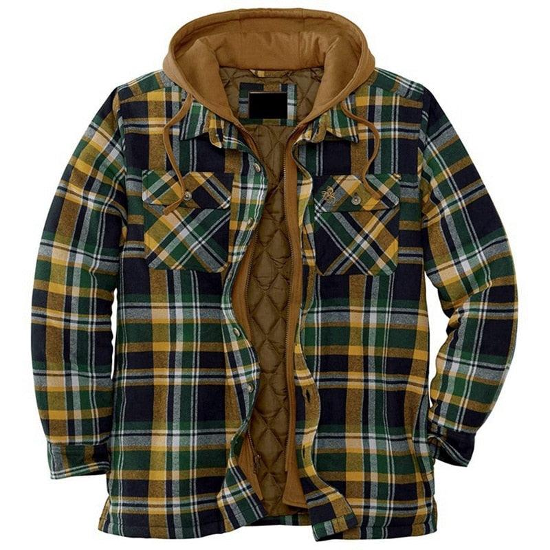 Men's Plaid Hooded Soft Warm Jacket