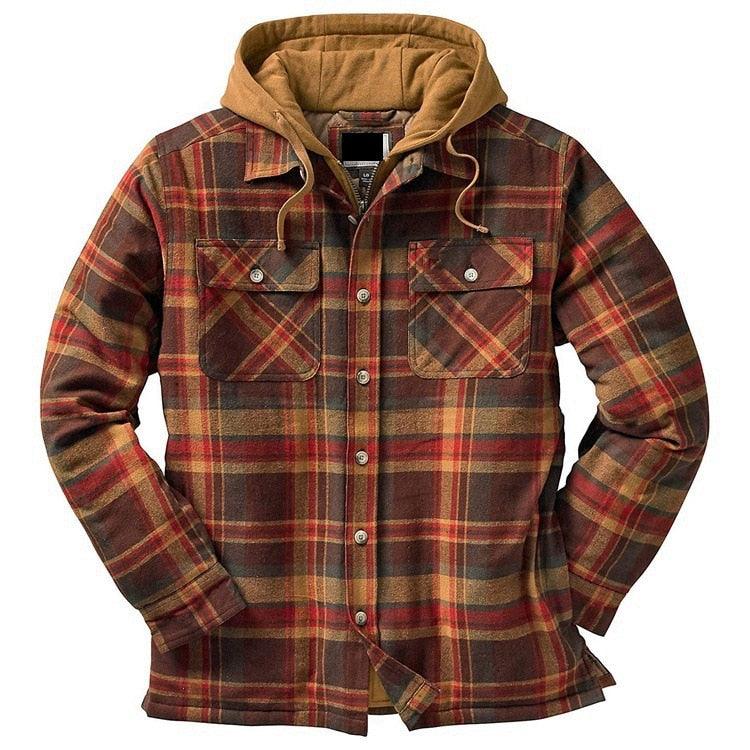 Men's Plaid Hooded Soft Warm Jacket
