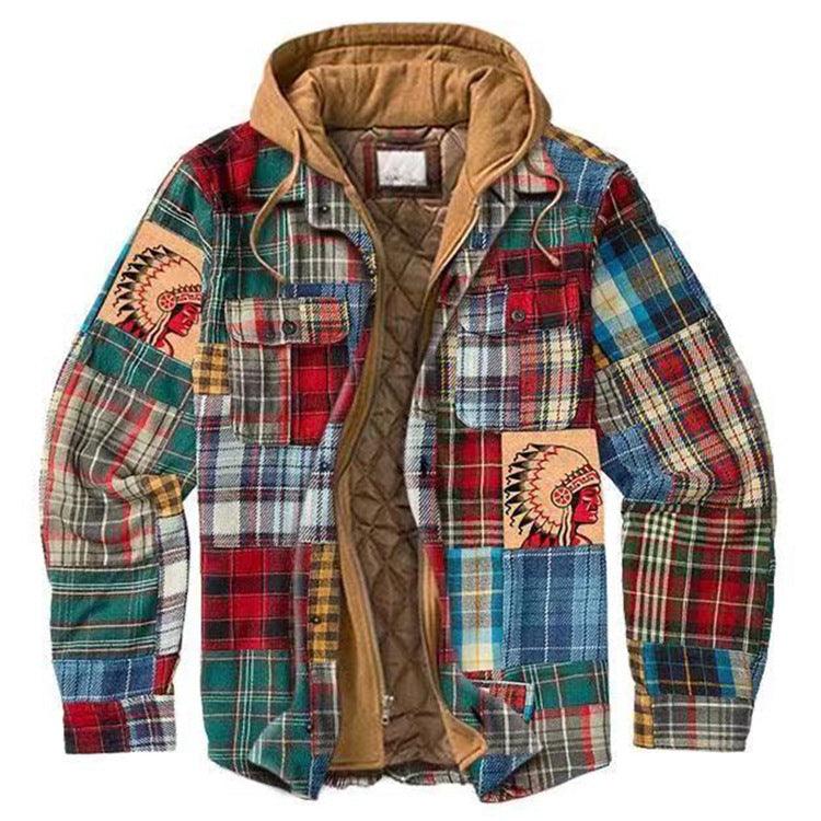 Men's Plaid Hooded Soft Warm Jacket