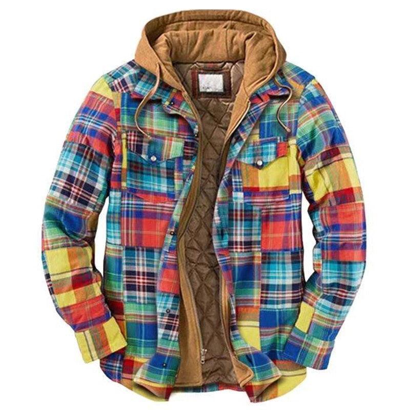 Men's Plaid Hooded Soft Warm Jacket