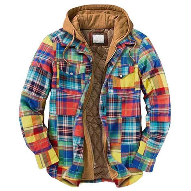 Men's Plaid Hooded Soft Warm Jacket