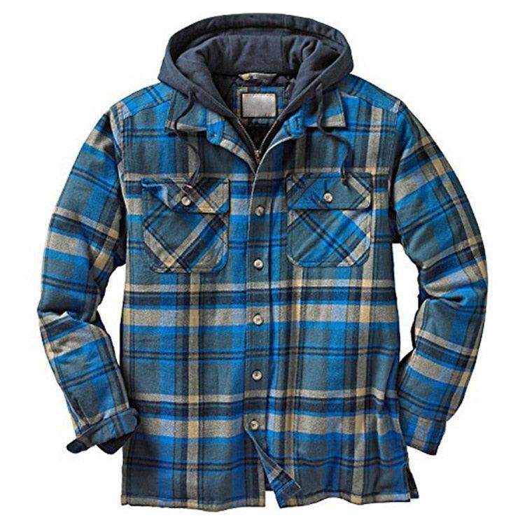 Men's Plaid Hooded Soft Warm Jacket