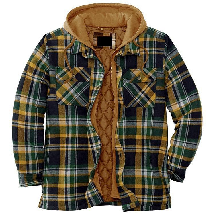 Men's Plaid Hooded Soft Warm Jacket