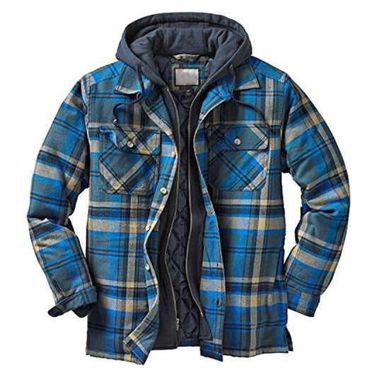 Men's Plaid Hooded Soft Warm Jacket