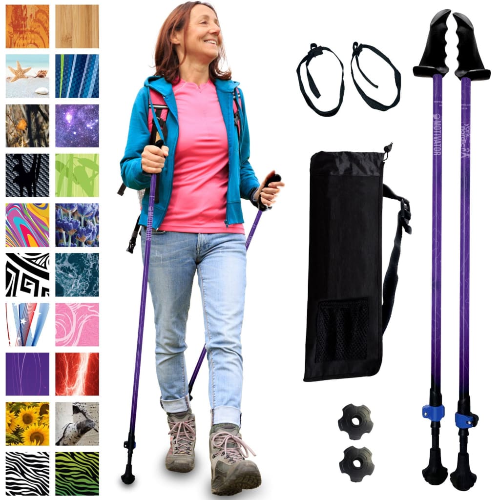 Adjustable Collapsible Walking Poles with Stability Grips