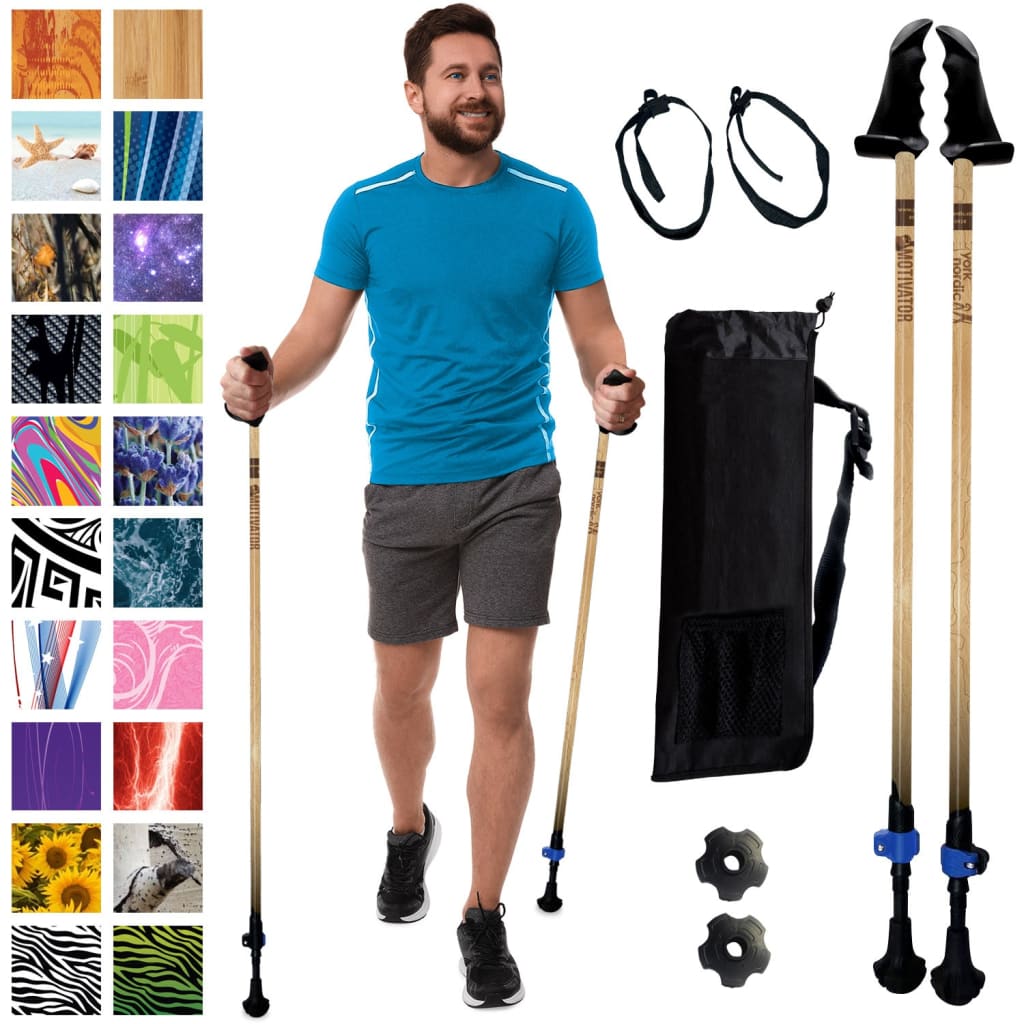 Adjustable Collapsible Walking Poles with Stability Grips