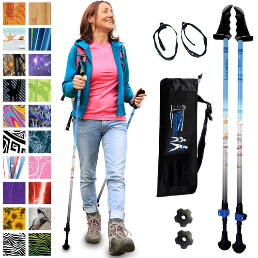 Adjustable Collapsible Walking Poles with Stability Grips