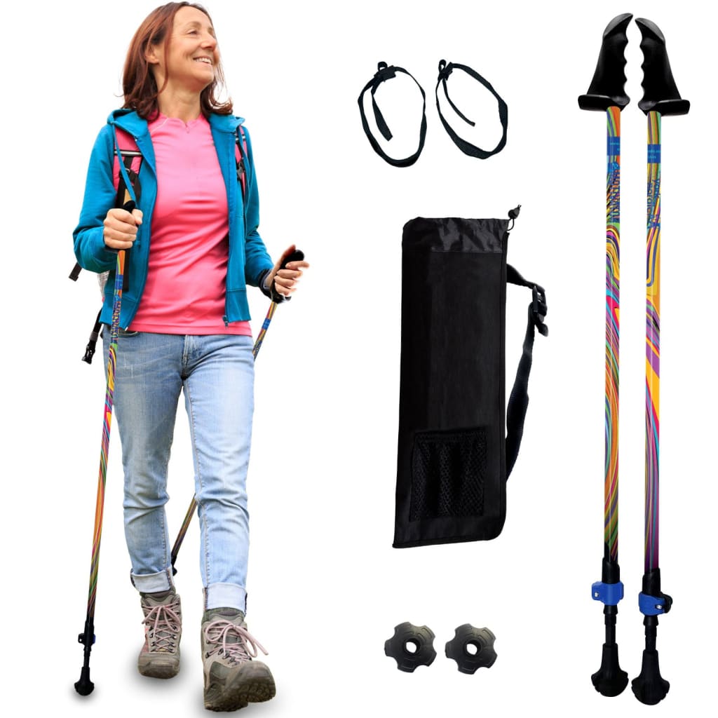 Adjustable Collapsible Walking Poles with Stability Grips